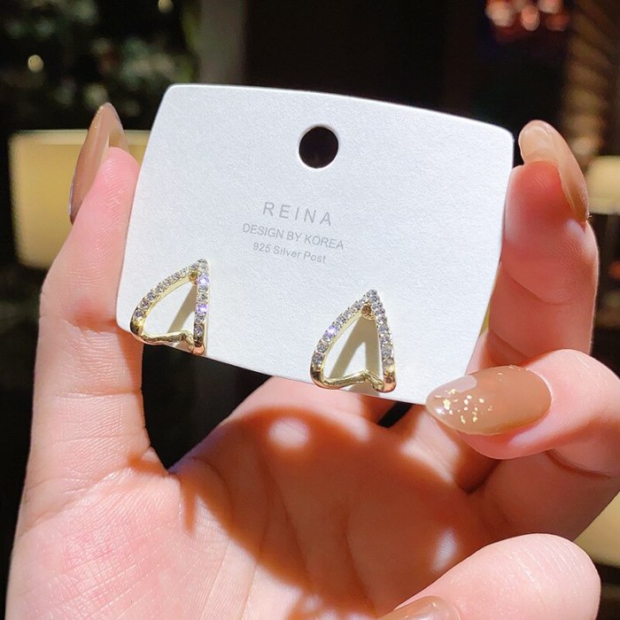 Wholesale Sterling Silvers Needle New Irregular Ear Studs Female Zircon Earrings Drop Shipping Women Gift