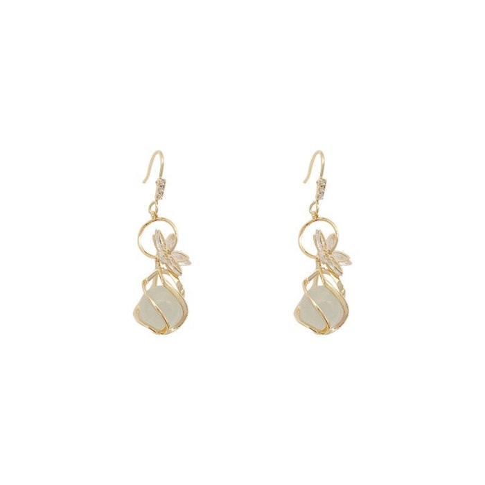 Wholesale Zircon Flower Earrings Female Sterling Silvers Needle Opal Stone Ear Studs Drop Shipping Women Gift