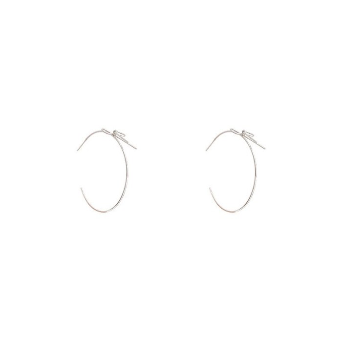 Wholesale Sterling Silvers Needle Circle Bow Earrings Female Stud Earrings Drop Shipping Women Gift