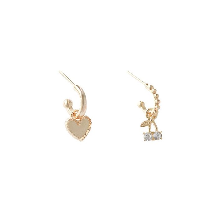 Wholesale Sterling Silvers Needle New Cherry Love Combination Earrings Female Stud Earrings Drop Shipping Women Gift