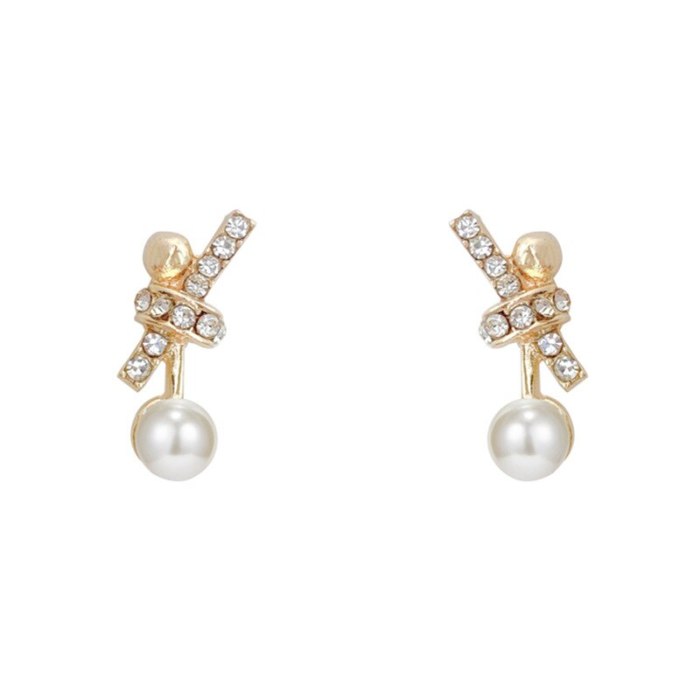 Wholesale 925 Silvers Stud Bow Pearl Earrings Female Women Stud Earrings Eardrops Dropshipping Gift