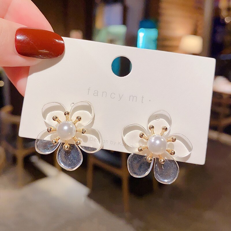 Wholesale 925 Silvers Pin Crystal Flower Earrings Female Women Stud Earrings Dropshipping Gift