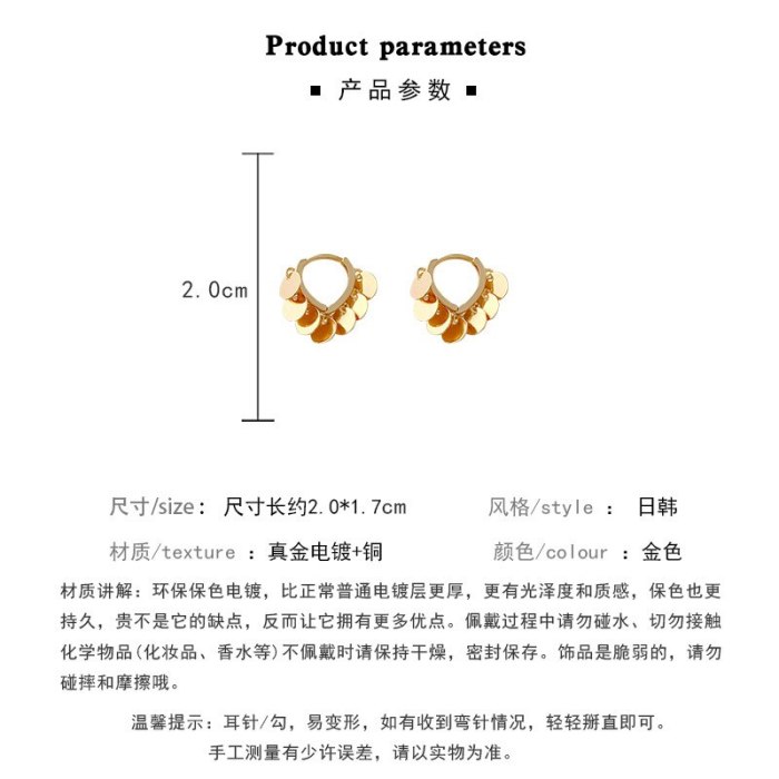 Wholesale Golden Wafer Love Heart Earrings Earring Ring/Stud Earring New Earrings Dropshipping Gift