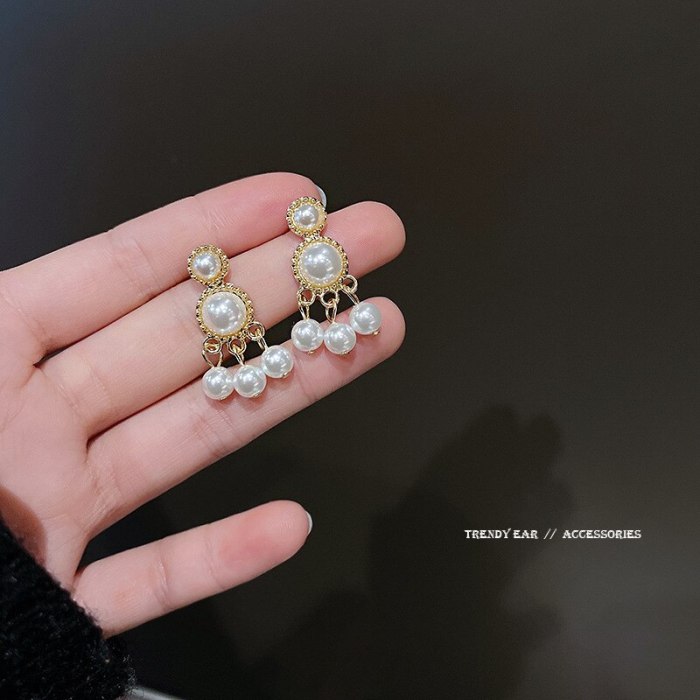 Wholesale 925 Silvers Pin Earrings Women's Pearl Tassel Earrings Dropshipping Gift