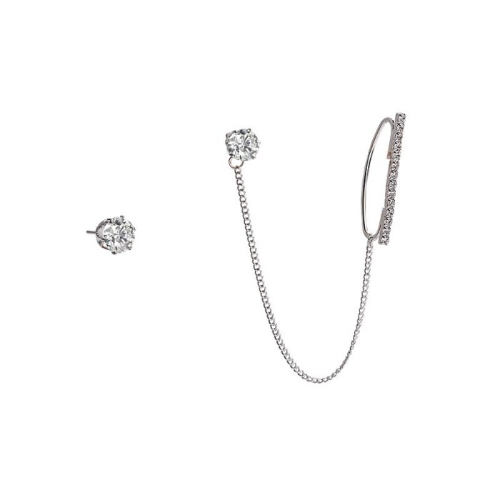 Wholesale Sterling Silvers Pin Asymmetric Zircon Ear Hook Earrings Stud Earrings Dropshipping Gift