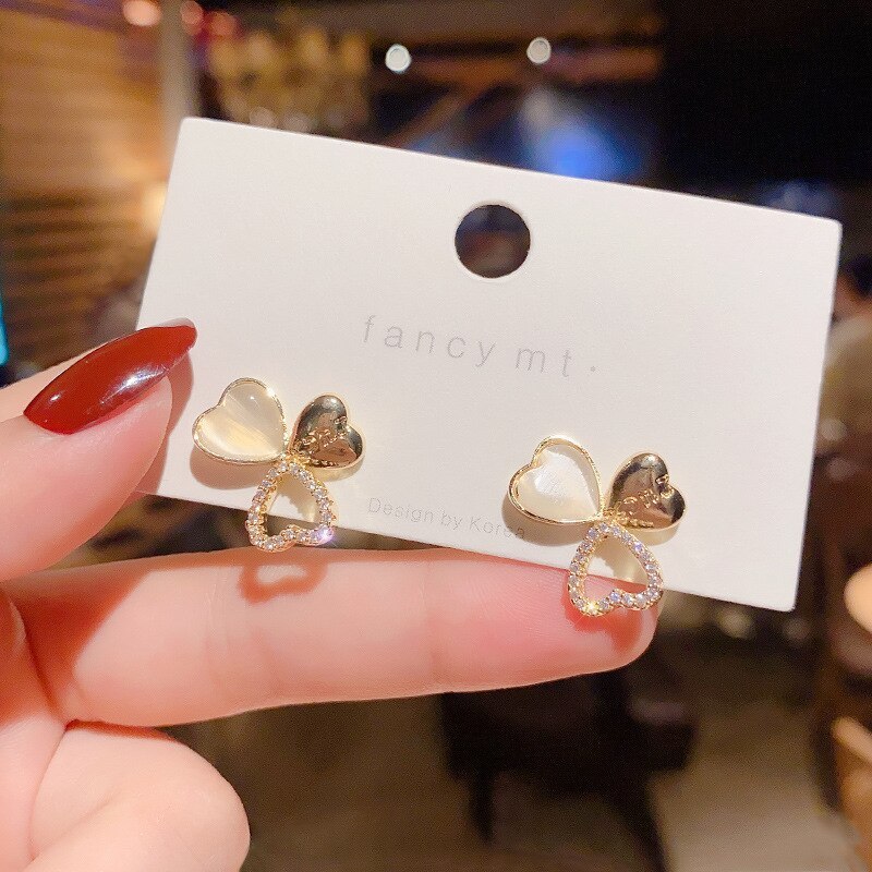 Wholesale Sterling Silvers Pin Heart-Shaped Stud Earrings for Women Earrings Dropshipping Gift