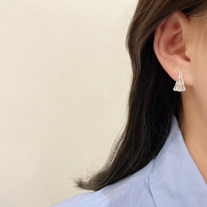 Wholesale Sterling Silvers Pin New Zircon Earrings Female Women Stud Earrings Dropshipping Gift