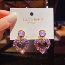 Wholesale Purple Loving Heart Zircon Earrings Female Women S925 Silvers Stud Earrings Dropshipping Gift