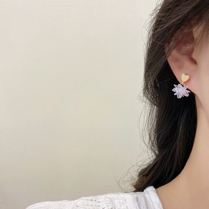 Wholesale 925 Silvers Pin New Heart Geometric Earrings Female Women Stud Earrings Dropshipping Gift