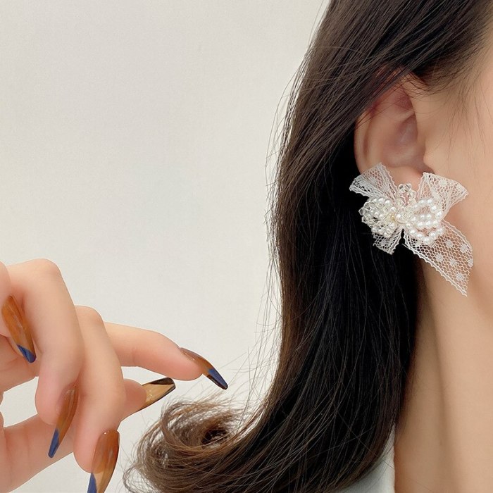 Wholesale Sterling Silvers Pin Bow Earrings Female Women Stud Earrings Dropshipping Gift