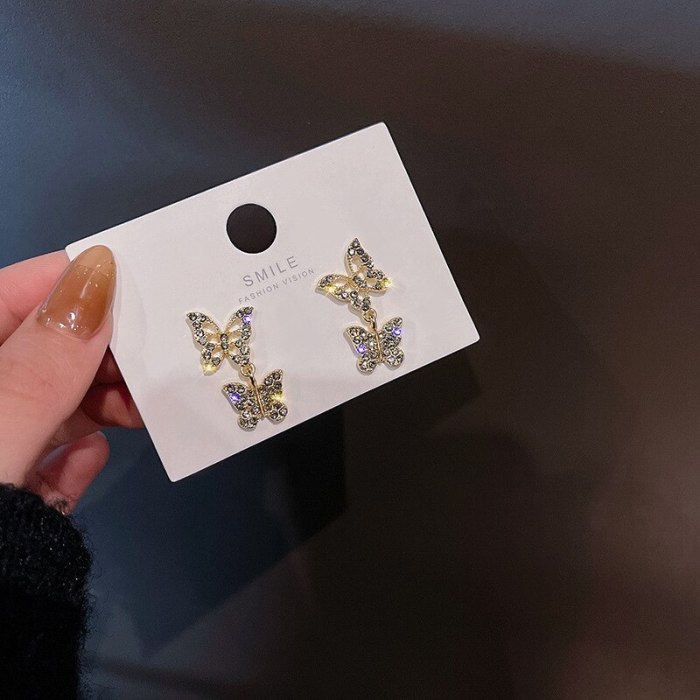 Wholesale Sterling Silvers Pin New Zircon Butterfly Studs Stud Earrings Dropshipping Gift