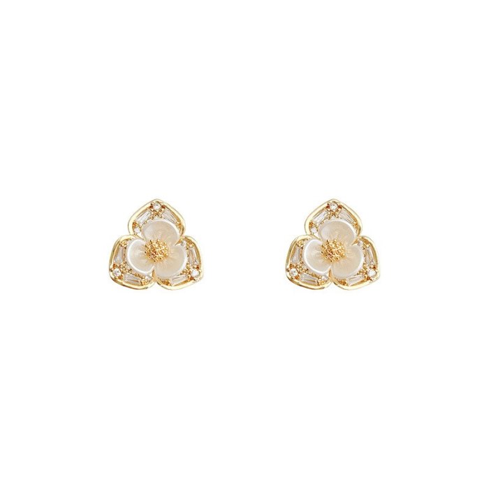 Wholesale Flower Zircon Earrings Female Women S925 Silvers Stud Earrings Dropshipping Gift