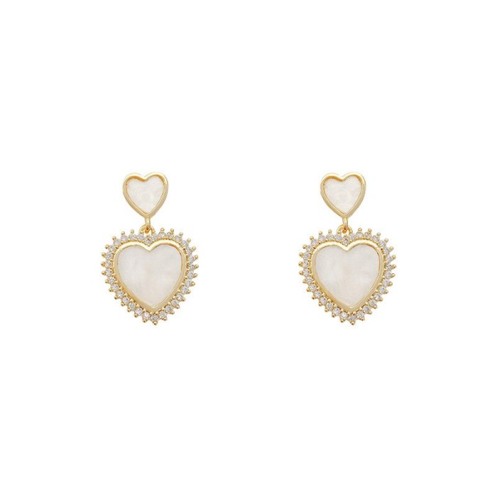 Wholesale S925 New Heart-Shaped Zircon Earrings for Women Fritillary Stud Earrings Dropshipping Gift