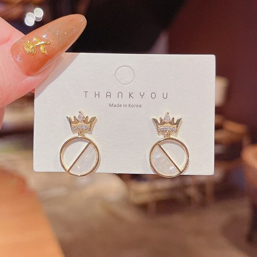 Wholesale Sterling Silvers Pin Crown Earrings Female Women Stud Earrings Dropshipping Gift