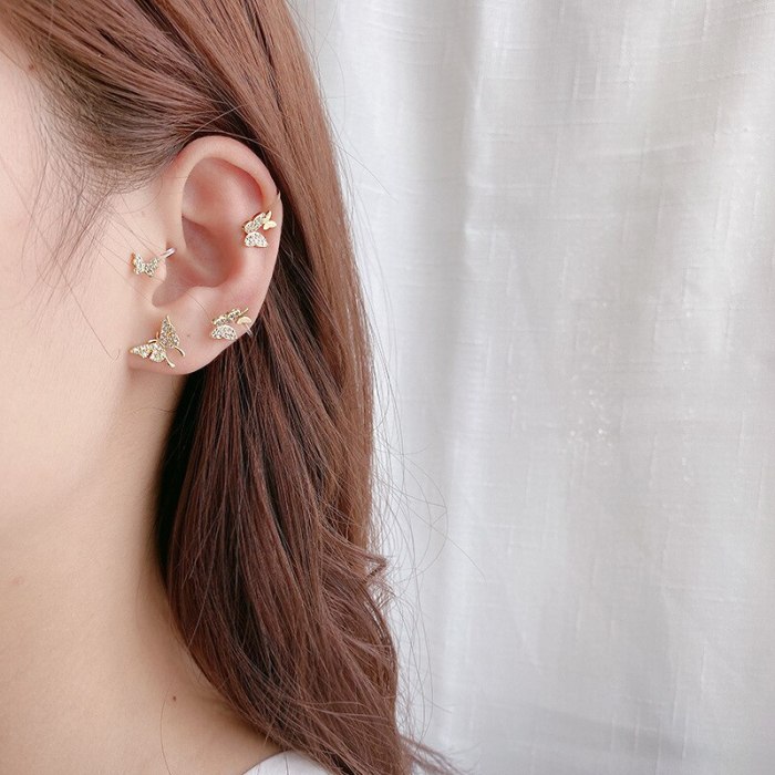 Wholesale Sterling Silvers Pin Butterfly Studs Earrings for Women Ear Clip Earrings Dropshipping Gift