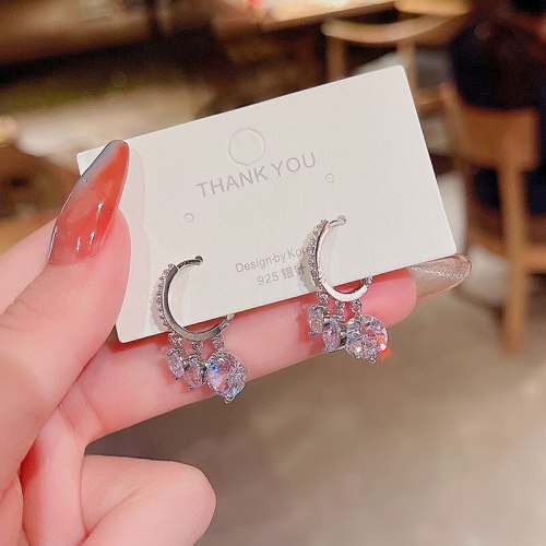 Wholesale Sterling Silvers Pin New Zircon Finely Inlaid Pendant Earrings Stud Earrings Dropshipping Gift