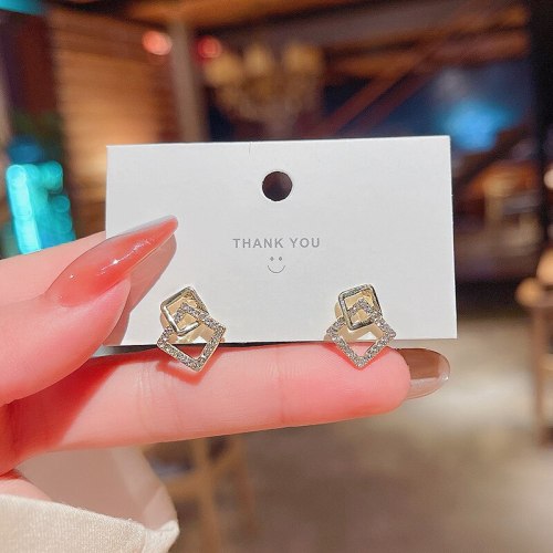Wholesale New Square Geometric Stud Sterling Silvers Pin Earrings for Women Dropshipping Gift