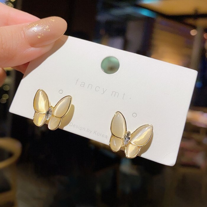 Wholesale 925 Silvers Pin Butterfly Earrings Opal Stone Stud Earrings Dropshipping Gift
