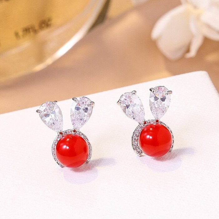 Wholesale Earrings Female Women Rabbit Earrings Tassel Long Earrings Sterling Silvers Pin Earrings Dropshipping Gift