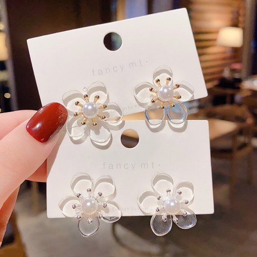 Wholesale 925 Silvers Pin Crystal Flower Earrings Female Women Stud Earrings Dropshipping Gift