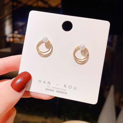 Wholesale 925 Silvers Pin round Ring Earrings Women's Pearl Stud Earrings Dropshipping Gift