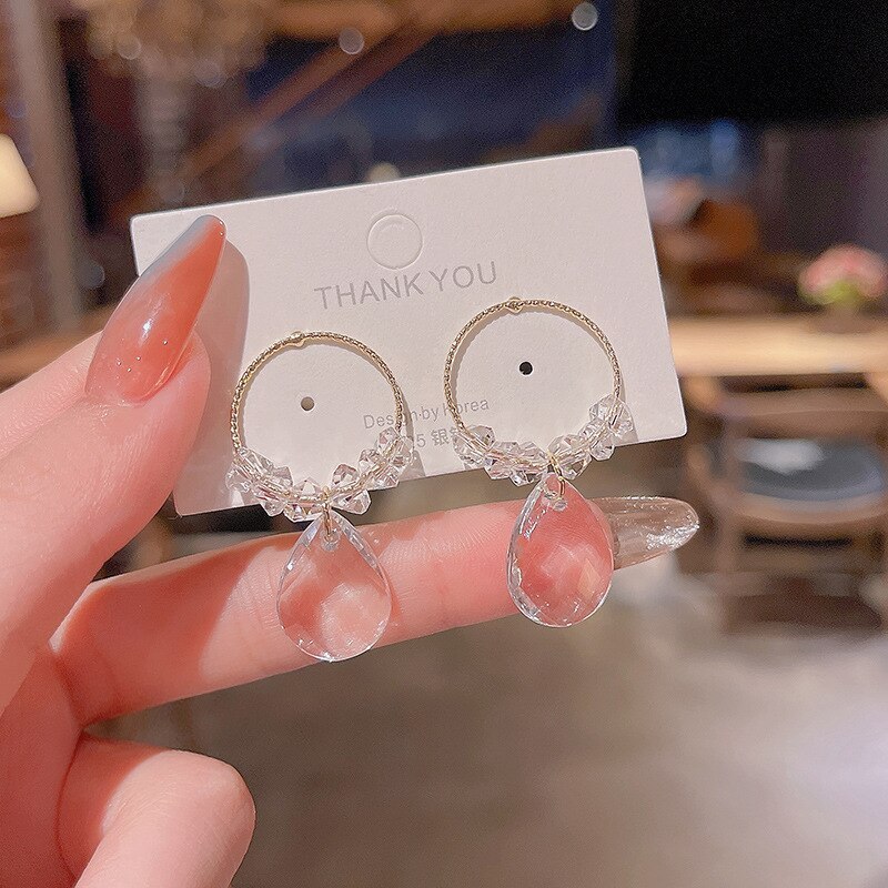Wholesale Crystal Pendant Earrings for Women 925 Silvers Stud Earrings Dropshipping Gift