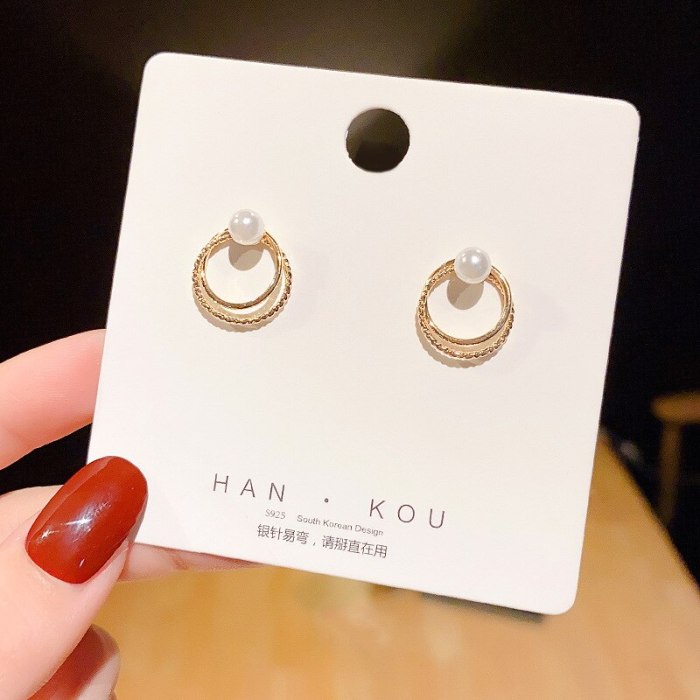 Wholesale 925 Silvers Pin round Ring Earrings Women's Pearl Stud Earrings Dropshipping Gift