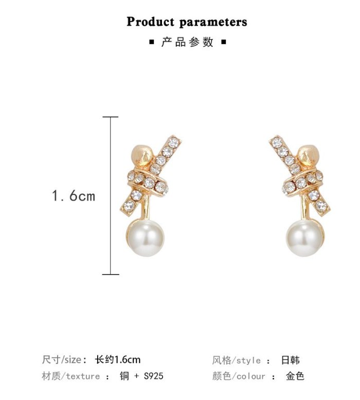 Wholesale 925 Silvers Stud Bow Pearl Earrings Female Women Stud Earrings Eardrops Dropshipping Gift