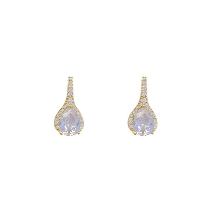Drop Shipping Sterling Silvers Post Zircon Water Drop Earrings Female Women Girl Lady Stud Earrings Gift  Jewelry