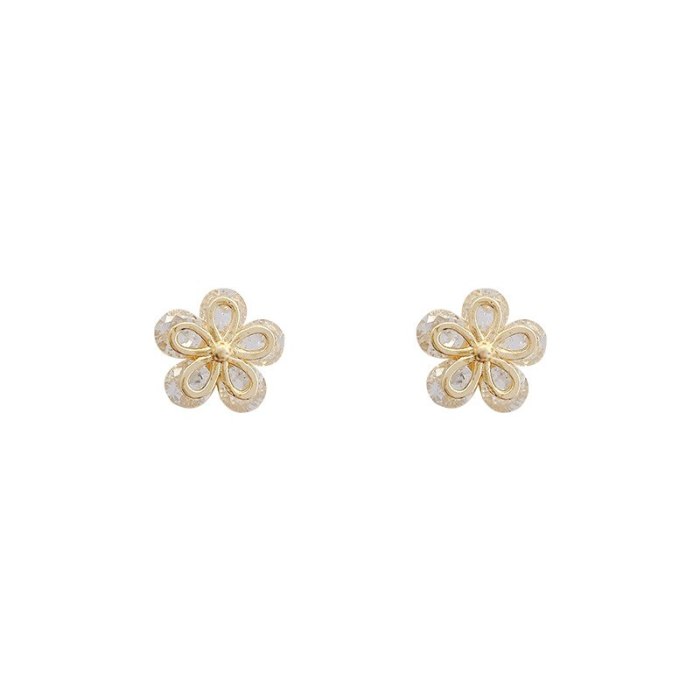 Drop Shipping 925 Silvers Post New Flower Zircon Earrings Female Women Girl Lady Stud Earrings Gift  Jewelry