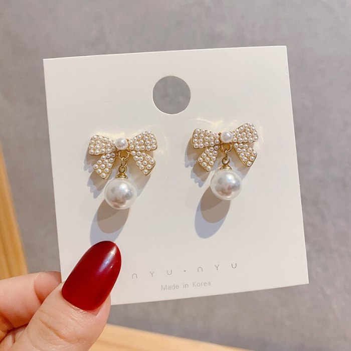 Drop Shipping 925 Silvers Stud Bow Earrings Female Women Girl Lady Stud Earrings Gift  Jewelry