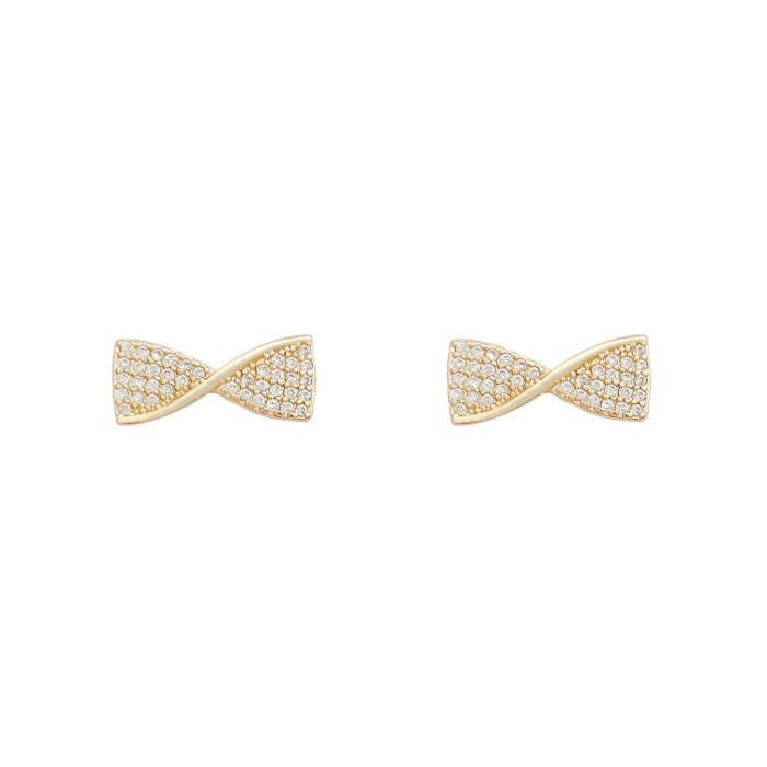 Drop Shipping Sterling Silvers Post Zircon Stud Earrings Bow Earrings Gift  Jewelry