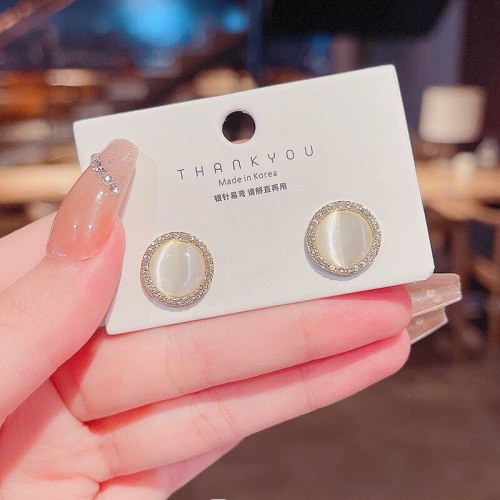 Drop Shipping Sterling Silvers Post New Opal Earrings Female Women Girl Lady Stud Earrings Gift  Jewelry