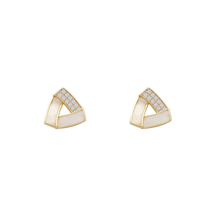 Drop Shipping Sterling Silvers Post New Triangle Rhinestone Earrings Female Women Girl Lady Stud Earrings Gift  Jewelry