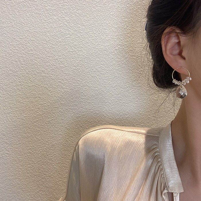 Drop Shipping New Crystal Pendant Earrings For Women Sterling Silvers Post Ear Studs Earrings Gift  Jewelry