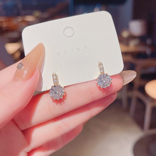 Drop Shipping Sterling Silvers Post New Zircon Earrings Female Women Girl Lady Stud Earrings Gift  Jewelry