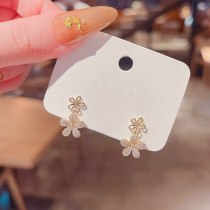 Drop Shipping Sterling Silvers Post Flower Zircon Earrings For Women Earrings Gift  Jewelry