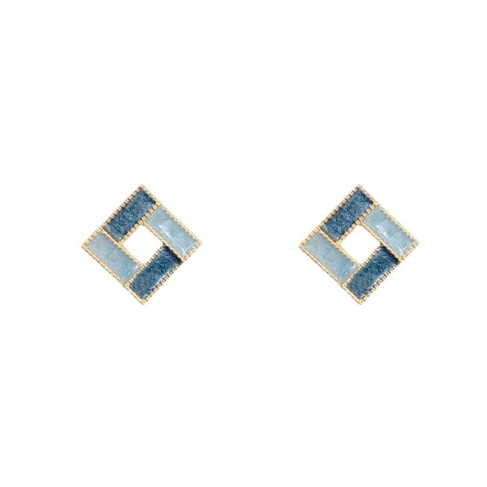 Drop Shipping Sterling Silvers Post New Square Earrings Female Women Girl Lady Stud Earrings Gift  Jewelry