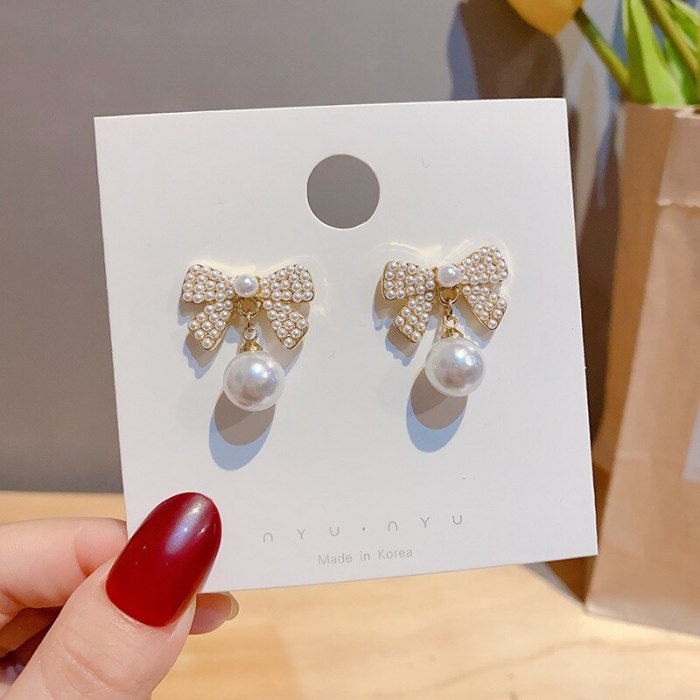 Drop Shipping 925 Silvers Stud Bow Earrings Female Women Girl Lady Stud Earrings Gift  Jewelry