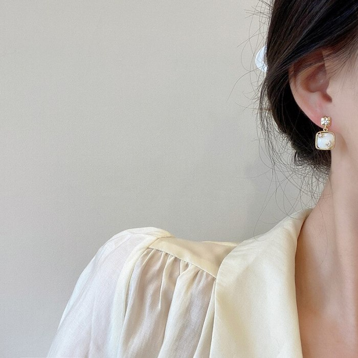 Drop Shipping Sterling Silvers Post Opal Square Earrings Female Women Girl Lady Stud Earrings Gift  Jewelry