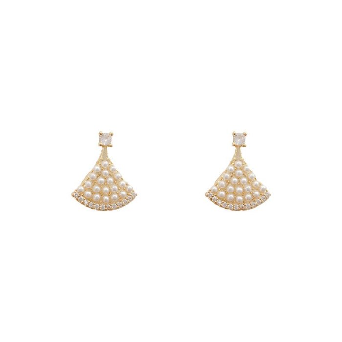 Drop Shipping 925 Silvers Post Pearl Skirt Earrings Female Women Girl Lady Stud Earrings Gift  Jewelry