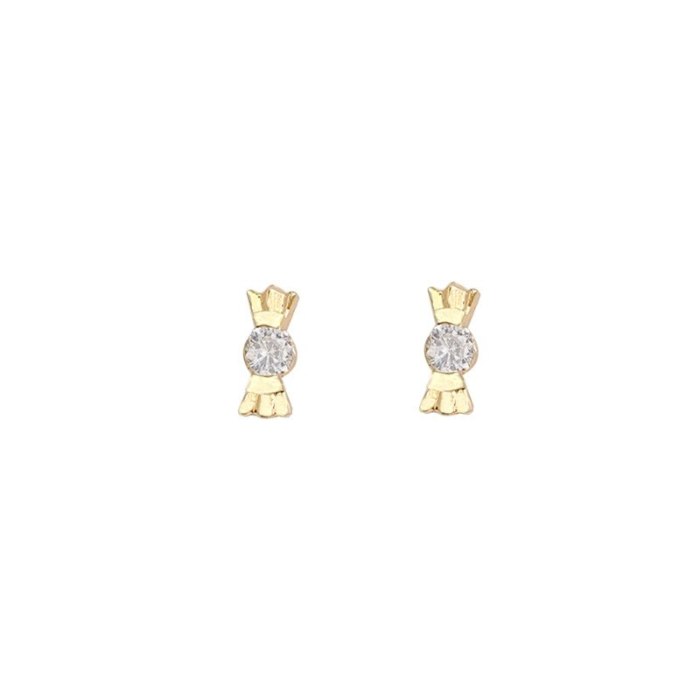 Drop Shipping Sterling Silvers Post Candy Earrings Female Women Girl Lady Zircon Ear Studs Earrings Gift  Jewelry