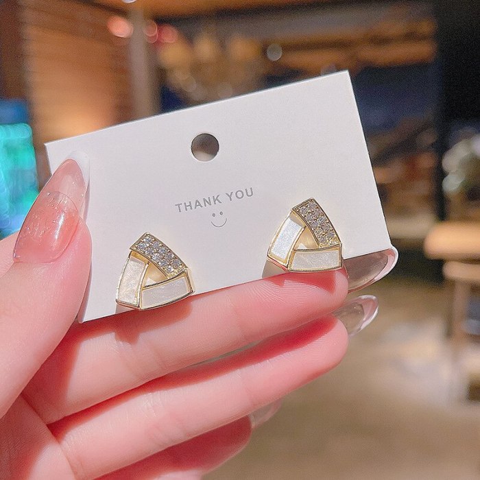 Drop Shipping Sterling Silvers Post New Triangle Rhinestone Earrings Female Women Girl Lady Stud Earrings Gift  Jewelry