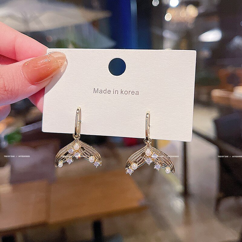 Drop Shipping Fishtail Earrings For Women S925 Silvers Ear Studs Earrings Gift  Jewelry