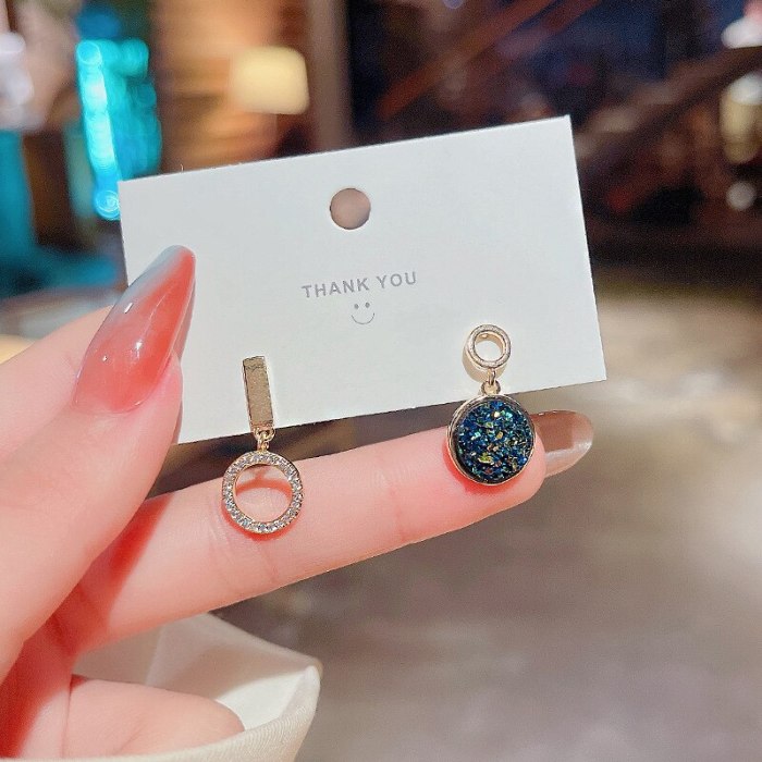 Drop Shipping Sterling Silvers Post Blue Starry Sky Circle Ear Studs New Earrings Eardrops Gift  Jewelry