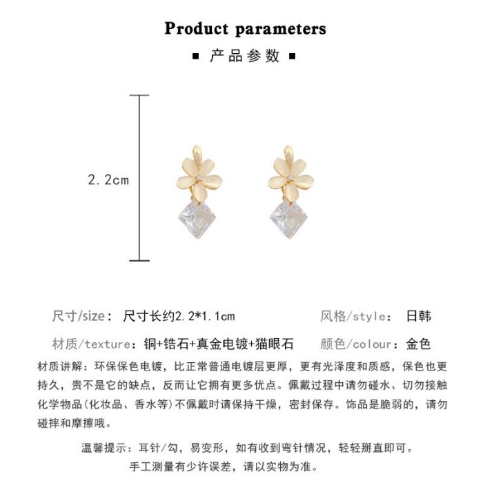 Drop Shipping New Zircon Flower Earrings Female Women Girl Lady S925 Silvers Ear Studs Earrings Gift  Jewelry