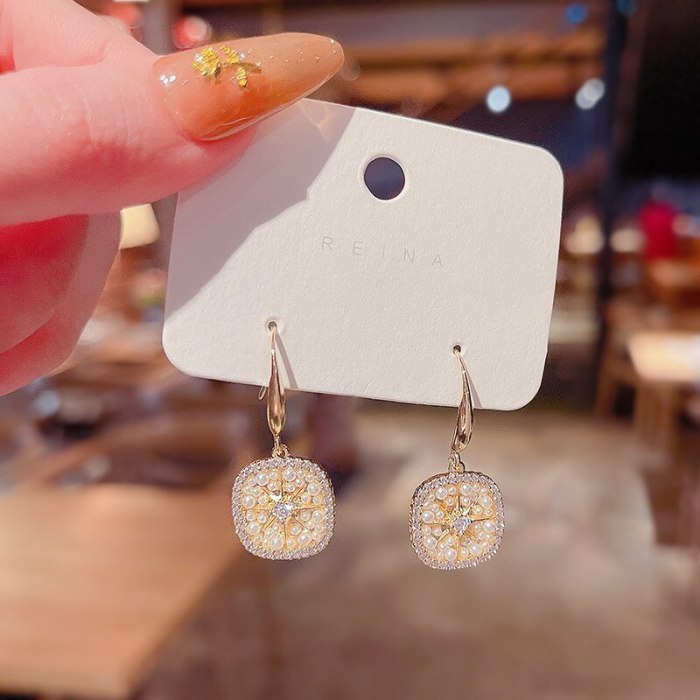 Drop Shipping 925 Silvers Post Eight Awn Star Earrings Women's Pearl Ear Studs Earrings Gift  Jewelry