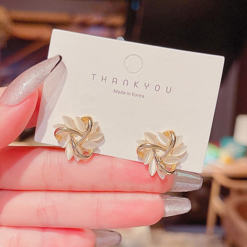 Drop Shipping Sterling Silvers Post New Flower Earrings Female Women Girl Lady Stud Earrings Gift  Jewelry