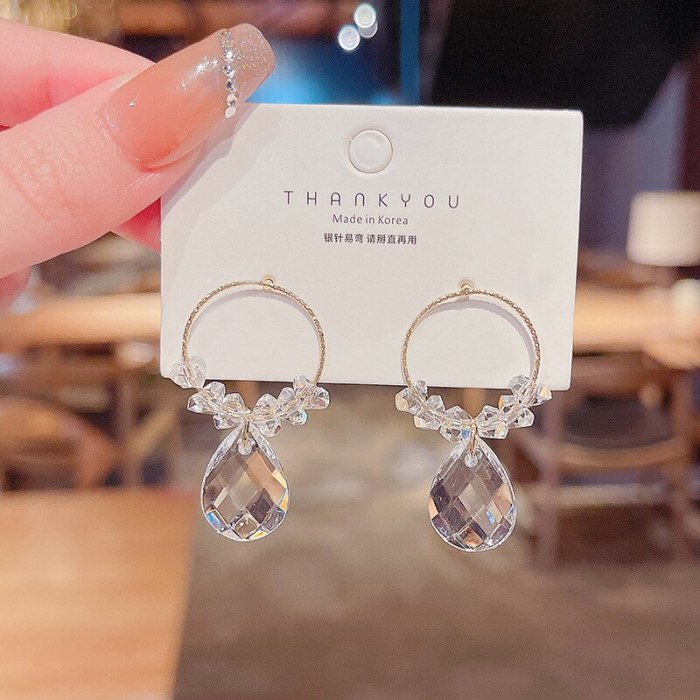Drop Shipping New Crystal Pendant Earrings For Women Sterling Silvers Post Ear Studs Earrings Gift  Jewelry