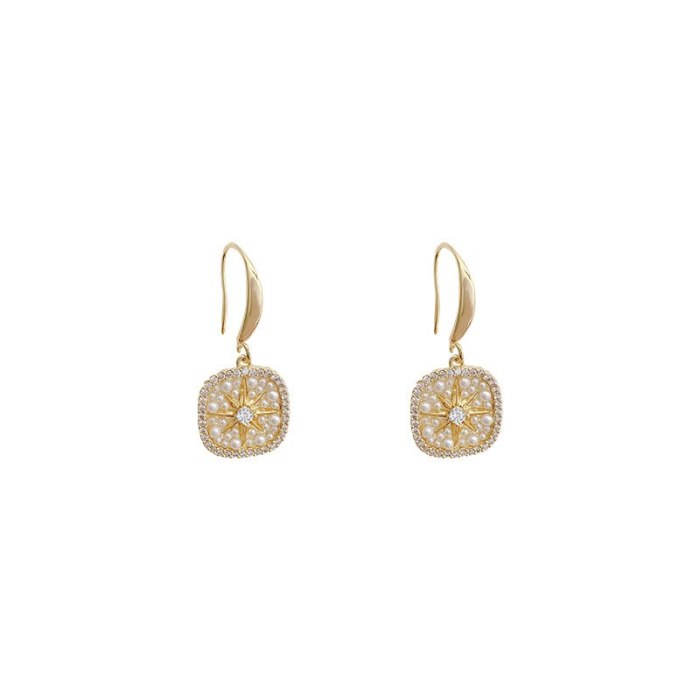 Drop Shipping 925 Silvers Post Eight Awn Star Earrings Women's Pearl Ear Studs Earrings Gift  Jewelry